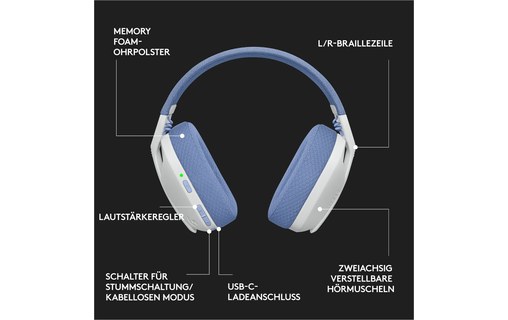 Casque gaming sans fil Logitech G435, Blanc - Bluetooth