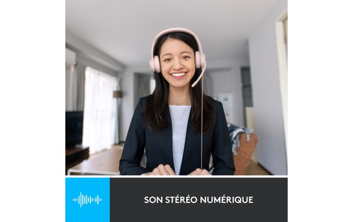 Micro-casque Logitech H390, Rose - USB