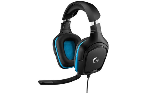 Casque gaming Logitech G432 Bleu, Noir