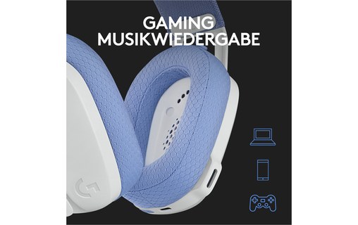 Casque gaming sans fil Logitech G435, Blanc - Bluetooth