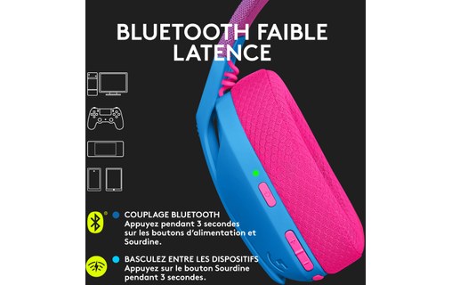 Casque gaming sans fil Logitech G435, Bleu - Bluetooth
