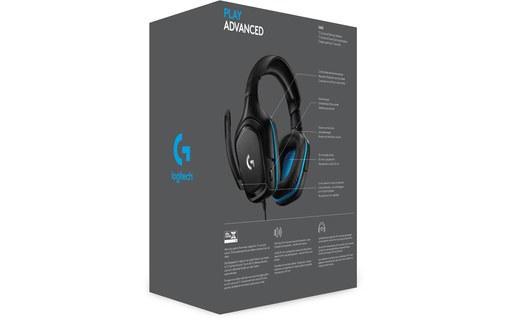 Casque gaming Logitech G432 Bleu, Noir
