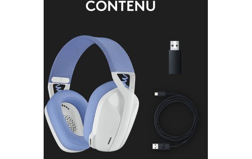 Casque gaming sans fil Logitech G435, Blanc - Bluetooth