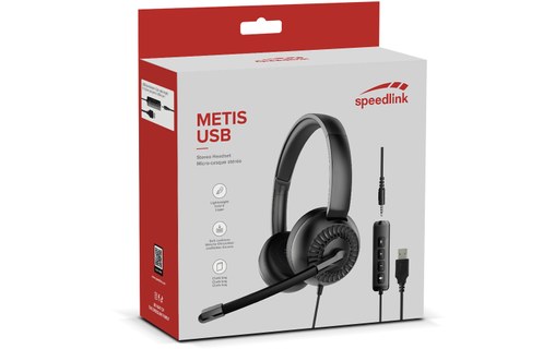 Micro-casque Speedlink Metis Stereo, Noir - Jack 3,5 mm, USB