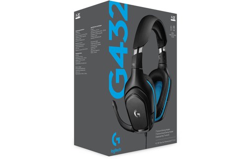 Casque gaming Logitech G432 Bleu, Noir