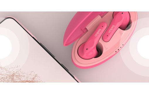 Écouteurs sans fil Belkin SoundForm Nano, Rose - Bluetooth