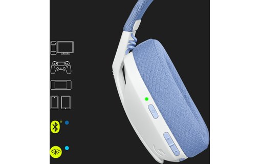 Casque gaming sans fil Logitech G435, Blanc - Bluetooth