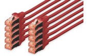 Pack de 10 Câble ethernet RJ45 Cat 6 SSTP - Digitus - 1 m - Rouge
