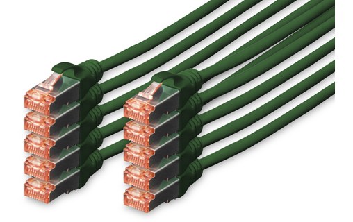 Pack de 10 Câble ethernet RJ45 Cat 6 SSTP - Digitus - 1 m - Vert