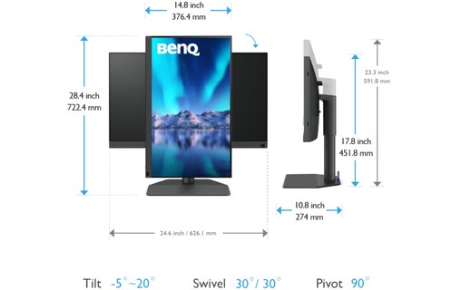 Écran 27" BenQ SW272U - 4K HDMI/DisplayPort/USB-C