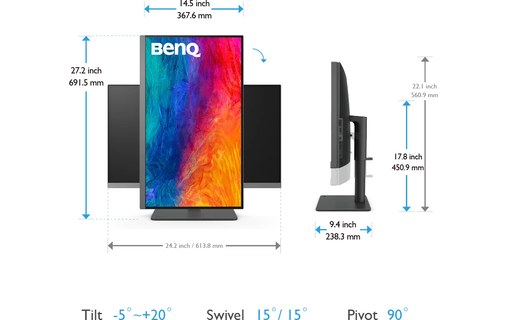 Écran 27" BenQ PD2706U - 4K HDMI/DisplayPort/USB-C