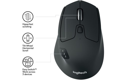 Souris sans fil Logitech M720 Triathlon - Noire