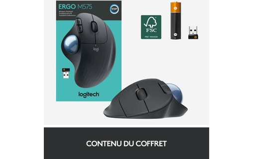 Souris sans fil Logitech ERGO M575 - Graphite - Ergonomique, Trackball
