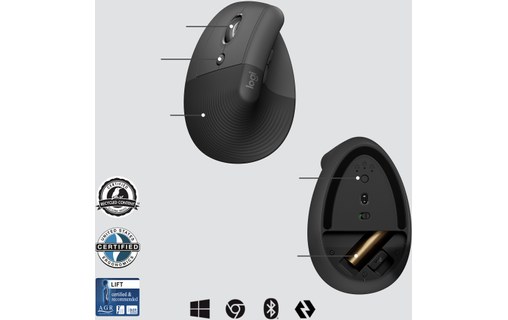 Logitech Lift for Business souris Gauche RF sans fil + Bluetooth Optique 4000 DP
