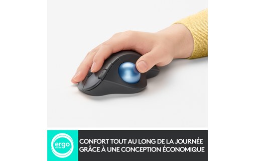 Souris sans fil Logitech ERGO M575 - Graphite - Ergonomique, Trackball