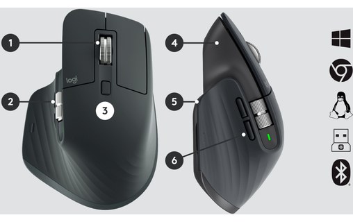 Logitech MX Master 3 for Business souris Bluetooth Laser 4000 DPI