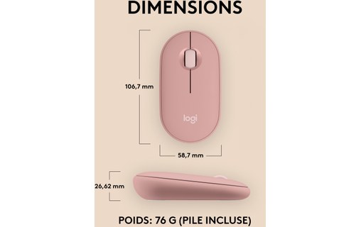 Souris sans fil Logitech Pebble 2 M350s - Rose