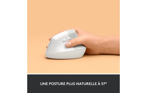 Souris sans fil Logitech Lift - Blanche - Ergonomique, Verticale