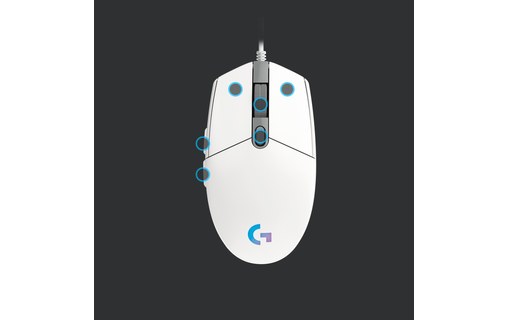 LOGITECH Souris filaire USB G203 Gaming LIGHTSYNC Blanche