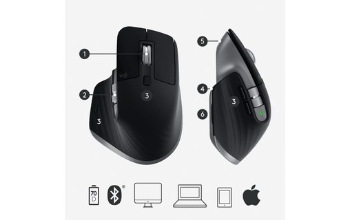 Logitech MX Master 3 for Mac souris Bluetooth Laser 4000 DPI Droitier