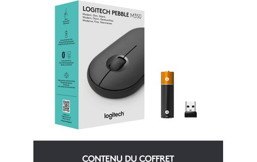 Logitech Pebble M350 souris RF Sans fil + Bluetooth Optique 1000 DPI Ambidextre