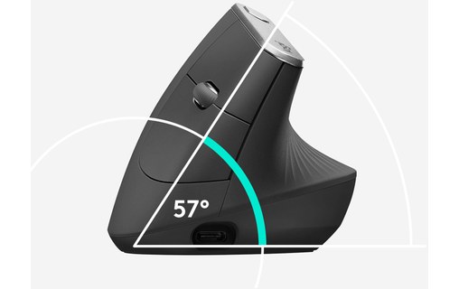 Souris sans fil Logitech MX Vertical - Graphite - Ergonomique, Verticale