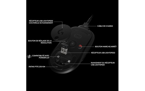 Logitech Pro souris RF sans fil Optique 16000 DPI Droitier