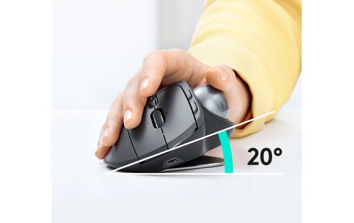 Souris sans fil Logitech MX Ergo - Graphite - Ergonomique, Trackball