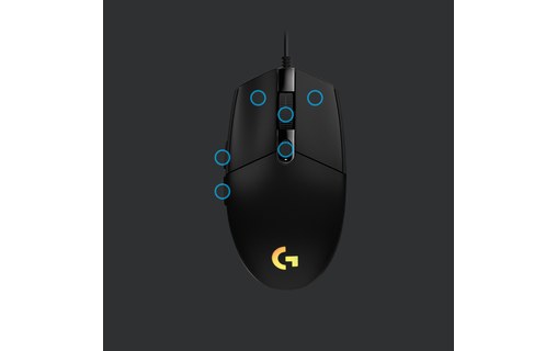 LOGITECH Souris filaire USB G203 Gaming LIGHTSYNC Noir