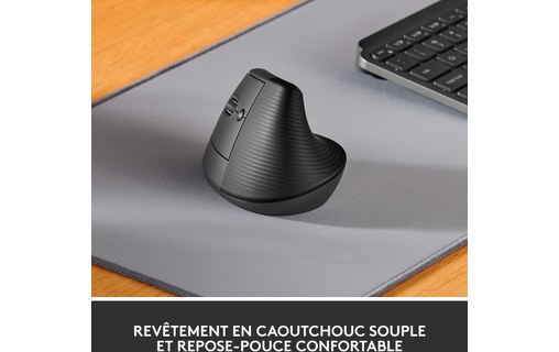 Souris sans fil Logitech Lift - Graphite - Pour gaucher, Ergonomique