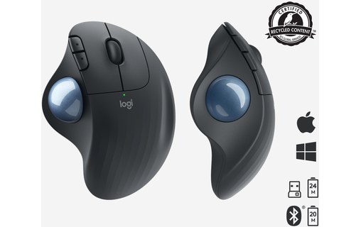 Souris sans fil Logitech ERGO M575 - Graphite - Ergonomique, Trackball