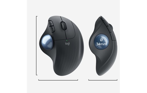Souris sans fil Logitech ERGO M575 - Graphite - Ergonomique, Trackball
