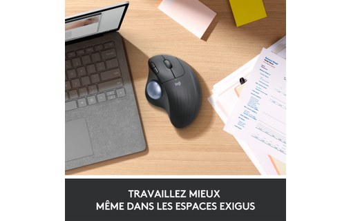 Souris sans fil Logitech ERGO M575 - Graphite - Ergonomique, Trackball