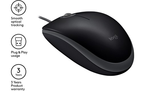 Logitech B110 souris USB Optique 1000 DPI Ambidextre