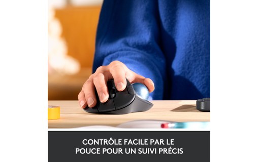 Souris sans fil Logitech ERGO M575 - Graphite - Ergonomique, Trackball