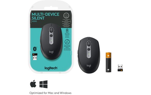 Logitech M590 souris RF Sans fil + Bluetooth Optique 1000 DPI Droitier