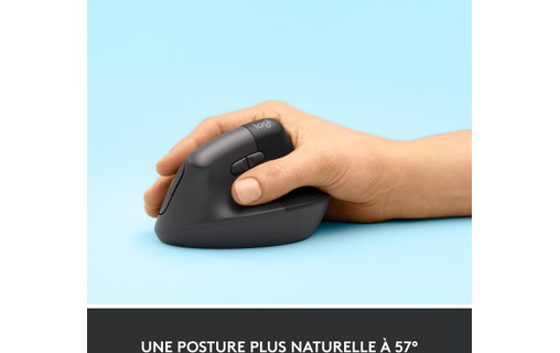 Souris sans fil Logitech Lift - Graphite - Ergonomique, Verticale