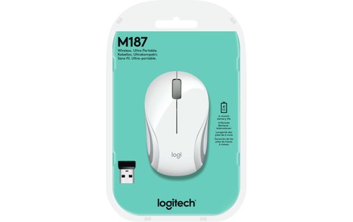Souris sans fil Logitech M187 - Blanche