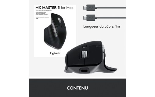 Logitech MX Master 3 for Mac souris Bluetooth Laser 4000 DPI Droitier
