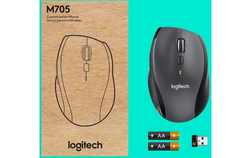 Logitech Marathon M705 souris Droitier RF sans fil Optique 1000 DPI