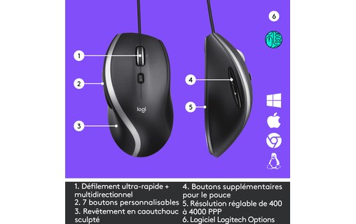 Souris Logitech M500s - Noire - Ergonomique