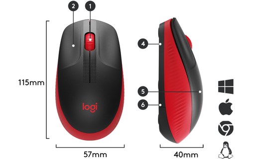 Souris sans fil Logitech M190 - Rouge