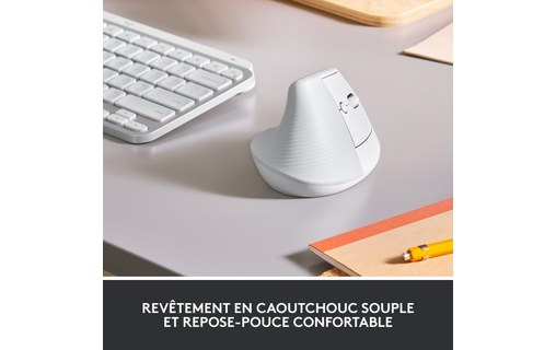 Souris sans fil Logitech Lift - Blanche - Ergonomique, Verticale