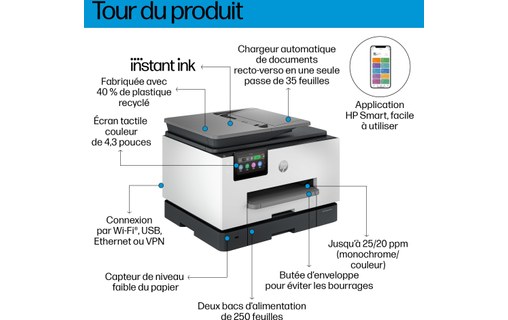 Imprimante multifonction HP OfficeJet Pro 9135e / 404M6B - WiFi, AirPrint