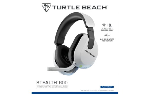 Casque gaming sans fil Turtle Beach Stealth 600 pour PS5, Blanc - Bluetooth