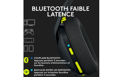 Casque gaming sans fil Logitech G435, Noir - Bluetooth