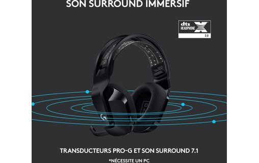 Casque gaming sans fil Logitech G733, Noir