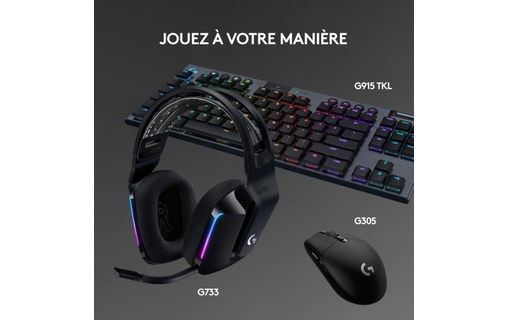 Casque gaming sans fil Logitech G733, Noir