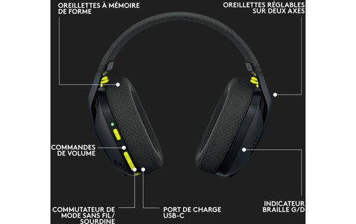 Casque gaming sans fil Logitech G435, Noir - Bluetooth