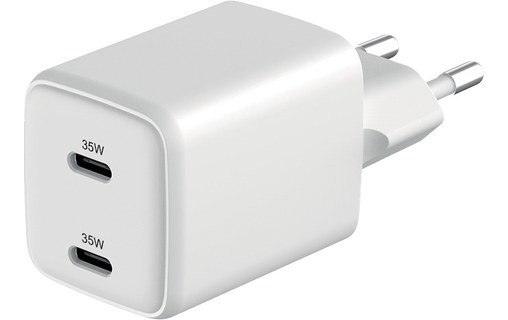 Chargeur 2 x USB-C 35 W Novodio C-Charge 35 GaN Blanc - Pour Mac, iPhone et iPad